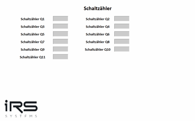 Schaltzähler (switching counter) screen for the solenoid valves Q1 to Q11