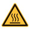 Warning sign: Warning of hot surface
