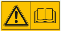 Warning sign and mandatory sign: Read the operating manual