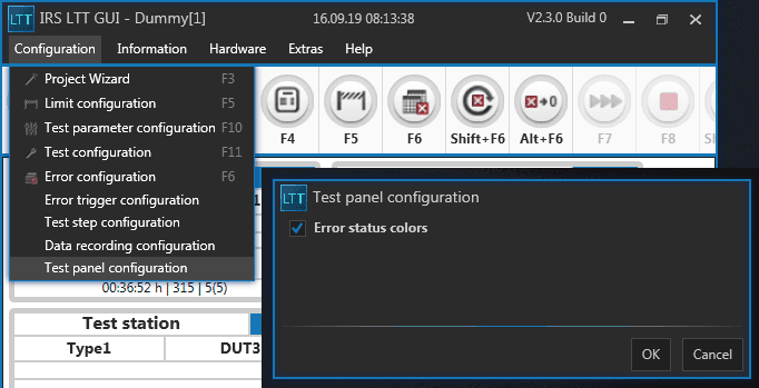 Test Panel Configuration