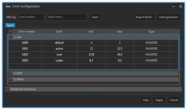 LTT Limit Test Config