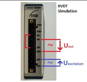 RVDT simulation wiring: output voltage between Sin+ and Cos+ with Sin- and Cos- tied together, excitation voltage on EXC