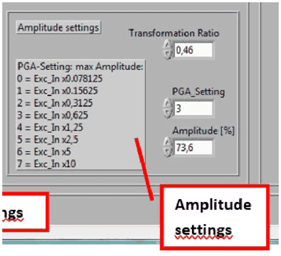 Amplitude settings: Transformation Ratio, PGA_Setting and Amplitude