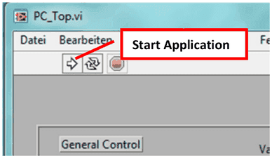 Start Application button to restart the GUI