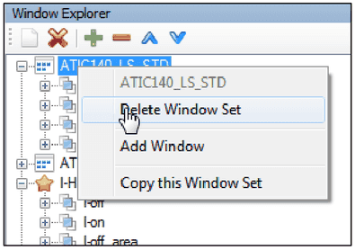 Window Explorer context menu with Delete Window Set