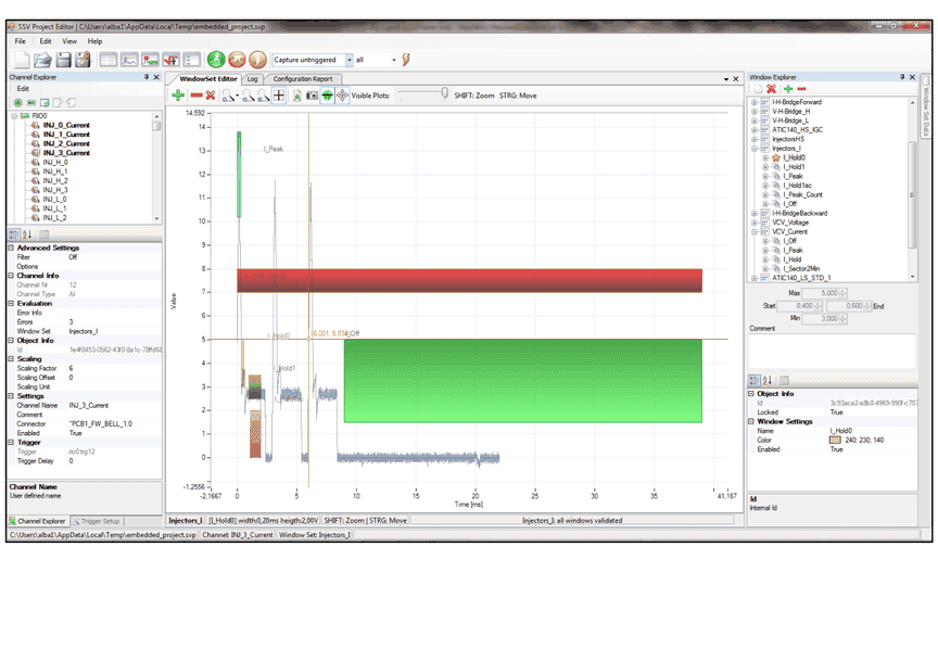 SSV Project Editor with Channel Explorer, WindowSet Editor and Window Explorer