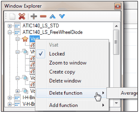 Window Explorer context menu of window Vsat with Delete function and Add function