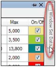 Auto-hidden Window Set Data tab at the right edge of the editor