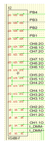 X2 connector area on the pcb with signal labels