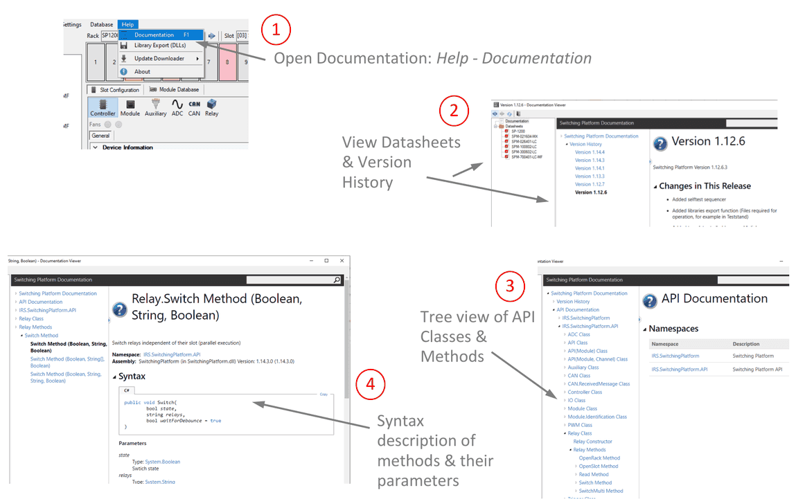 Switching Platform documentation viewer with datasheets, version history and API documentation