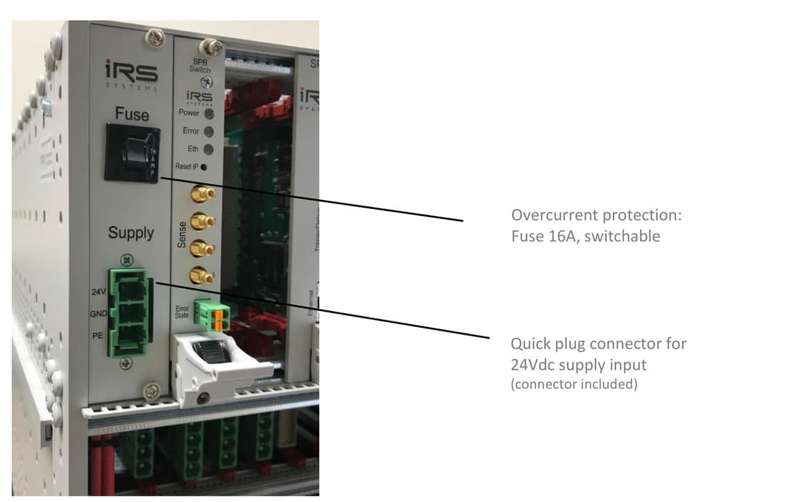 Rack supply slot with fuse and quick plug supply connector