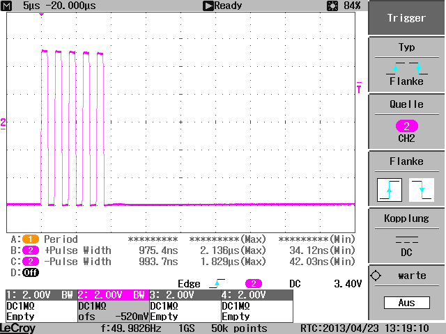 Oscilloscope capture: 1 MBaud on RS232 Rx