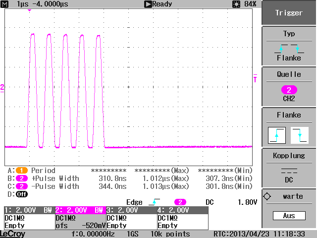 Oscilloscope capture: 3 MBaud on RS232 Rx