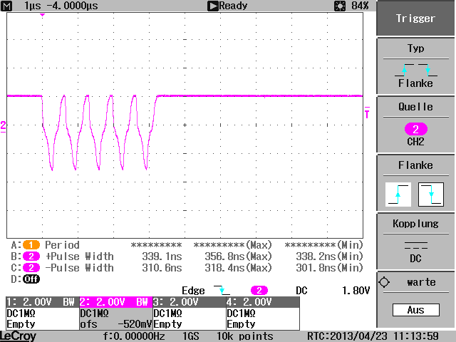 Oscilloscope capture: 3 MBaud on RS485 Tx