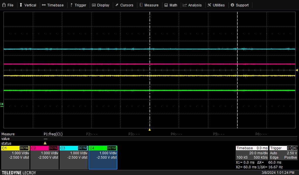 Oscilloscope capture at 0 RPM, 90°