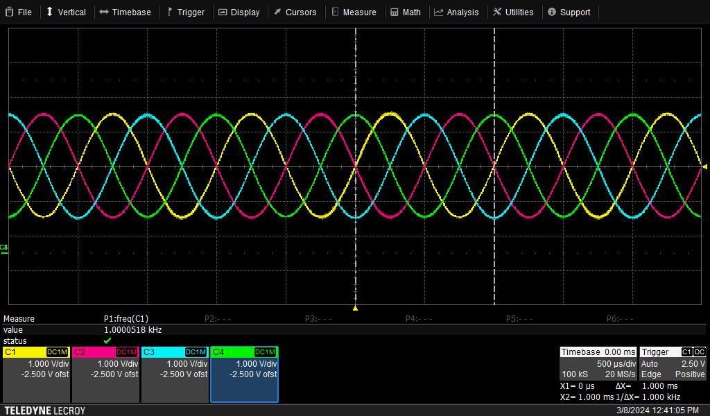 Oscilloscope capture at 60000 RPM